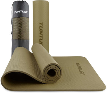 Tunturi yoga mat 8mm - pilates mat - extra dikke fitness mat - 183x61x0,8 cm - incl draagtas - ecologisch materiaal - eenvoudig te reinigen - groen