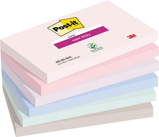 Post-it super sticky notes 655-6ss-soul blauw, grijs, groen, lavendel, roze