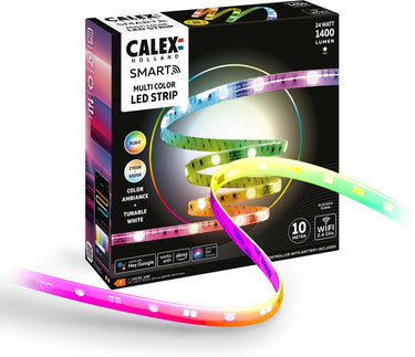 Calex smart led strip - 10m, rgbic+cctic, wifi bedienbaar, muzieksynchronisatie, binnengebruik, 1400 lumen, slimme lichtstrip, smart verlichting