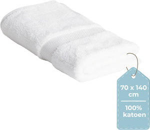 Hush. living hush living badhanddoek - per stuk - 70×140 cm - 100% katoen - zware kwaliteit 500g m2 - stijlvol boord en ophanglus - wit