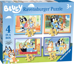 Ravensburger bluey 4 in 1 puzzel | 4 kinderpuzzels van 12, 16, 20 24 stukjes | vanaf 3 jaar