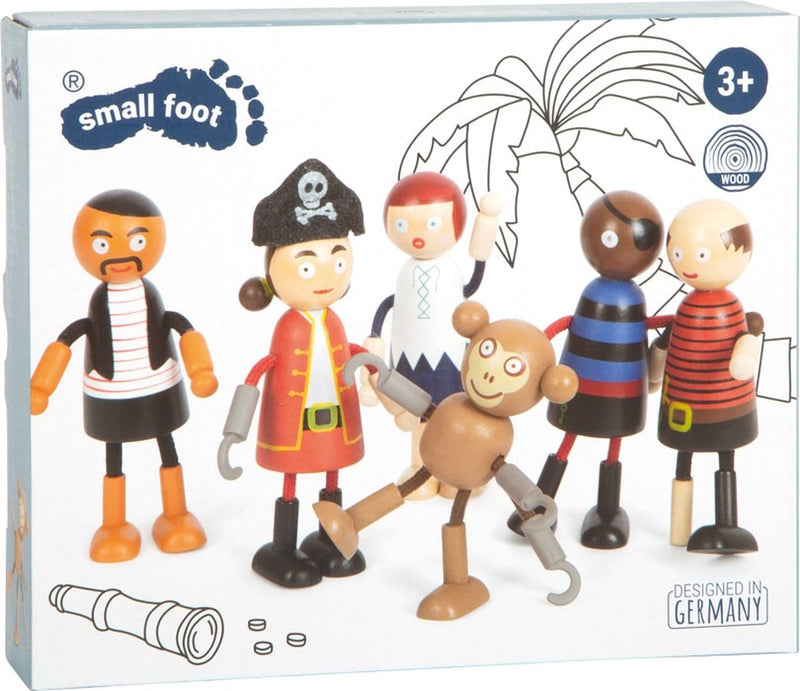 Afbeelding laden in galerijviewer, Small foot - houten poppetjes piraat buigbaar, 6st.
