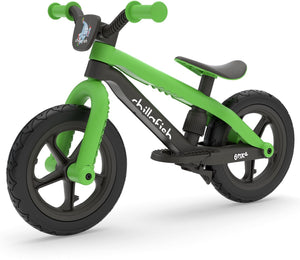 Chillafish loopfiets 2 jaar met voetsteun en voetrem - groen - lichtgewicht loopfiets jongens en meisjes tot 5 jaar met verstelbaar zadel en 12 rubberskin banden voor extra grip binnen en buiten - model bmxie 2