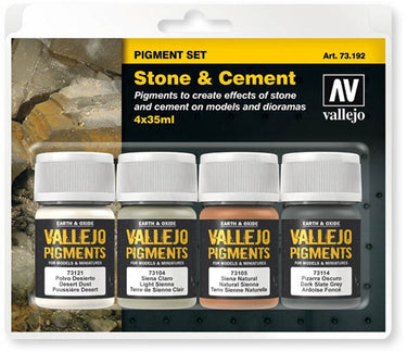 Vallejo val73192 - stone cement pigment set 4 kleuren