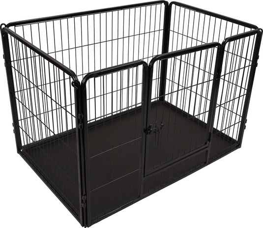 Flamingo hondenren – puppyren – hondenkennel – hondenbench – kazan zwart m – 109x72x72cm – metaal met epoxy coating – schuifslot – uitneembare lade – voor kleine en middelgrote honden – binnen