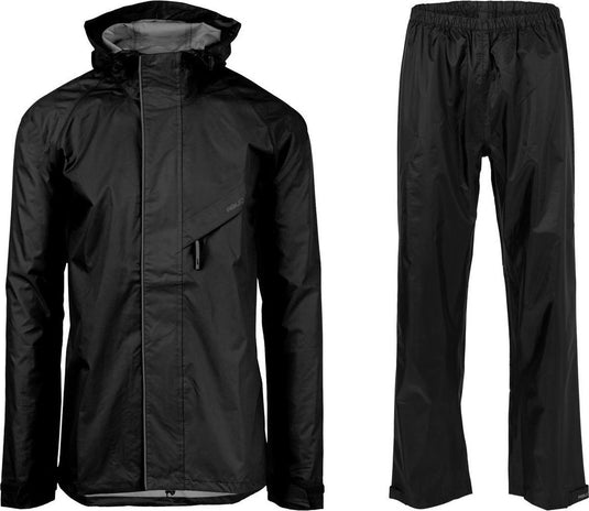 Agu passat - regenpak - regenjas en regenbroek - unisex - zwart - l - waterdicht en winddicht - met ventilatie - reflecterende details - verstelbare capuchon