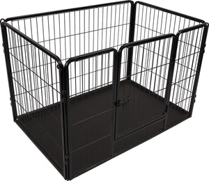 Flamingo hondenren – puppyren – hondenkennel – hondenbench – kazan zwart m – 109x72x72cm – metaal met epoxy coating – schuifslot – uitneembare lade – voor kleine en middelgrote honden – binnen m