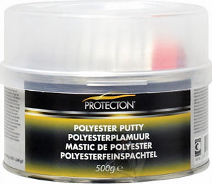Protecton polyesterplamuur - voor het egaliseren van oneffenheden - toepasbaar op staal, aluminium, hout, beton polyester - elastisch en zeer goed schuurbaar – incl. tube verharder - 500gr