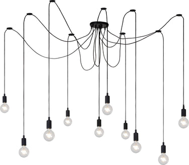Lucide fix - hanglamp - 10xe27 - geschikt voor vide en hoge plafonds - zwart