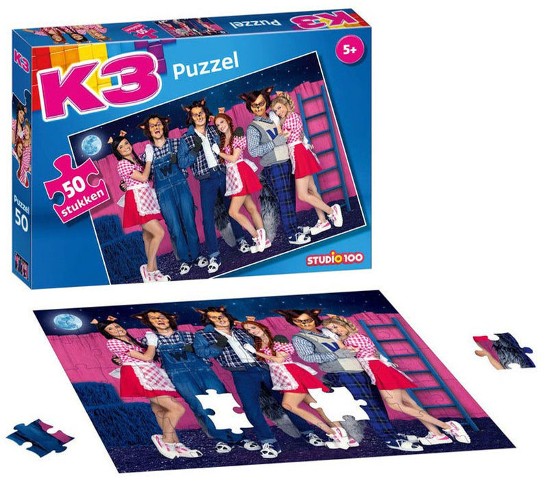 Afbeelding laden in galerijviewer, K3 legpuzzel 3 biggetjes en de wolven, 50st.

