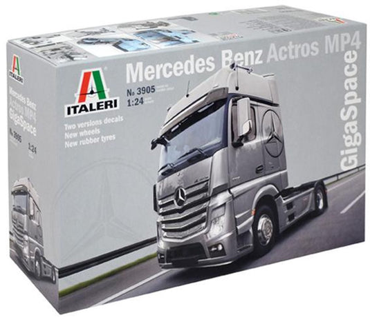 Italeri mercedes benz actros mp4 gigaspace montagekit vrachtwagen oplegger modelbouw 1:24