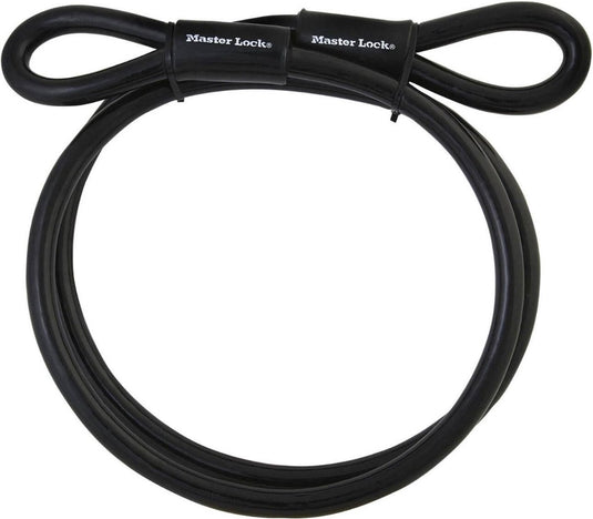 Masterlock staalkabel met lussen 3m x ø10mm zwart vinyl