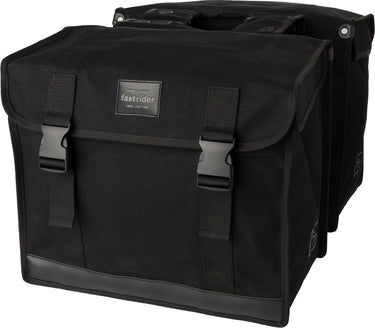 Fastrider canvas hybride 94 dubbele fietstas zwart 56l - afgeschuind - waterafstotend canvas - reflecterend - geschikt voor e-bike