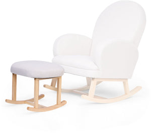 Childhome voetensteun voor schommelstoel - poef in zacht linnen - massief berkenhout met draagvermogen tot 25 kg - ideale aanvulling tijdens het voeden en ontspannen - compact formaat - 50 x 38 x 35 cm - beige