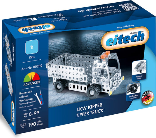 Eitech ® bouwdoos – kiepwagen – 190-delig – metalen bouwpakket met gereedschap – constructiespeelgoed – vanaf 8 jaar