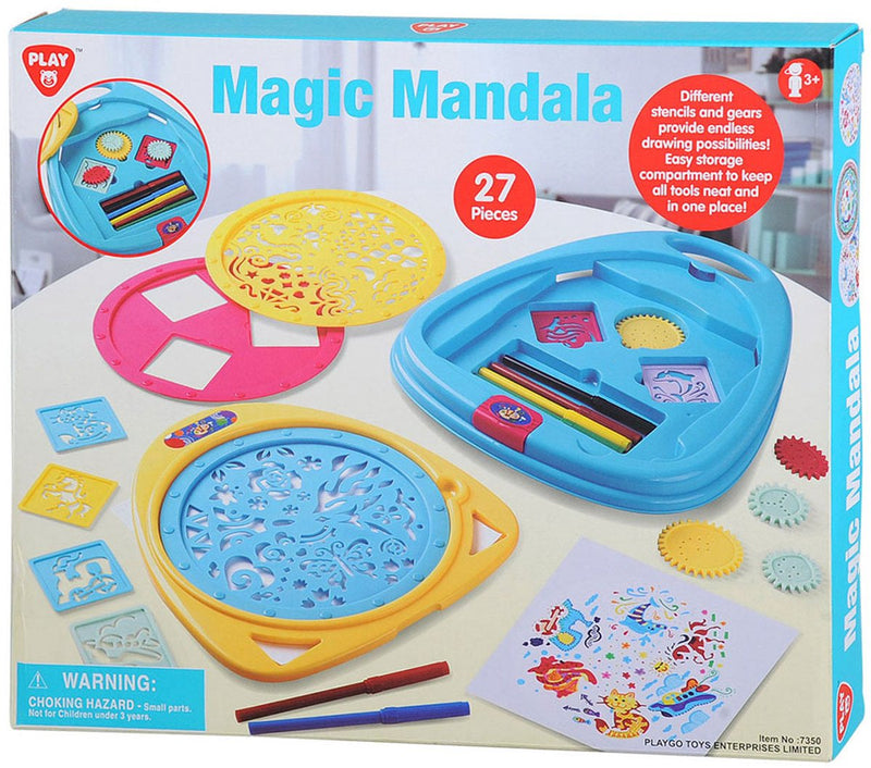 Afbeelding laden in galerijviewer, Playgo mandala tekenset creatief speelgoed - 27-delig mandala set.
