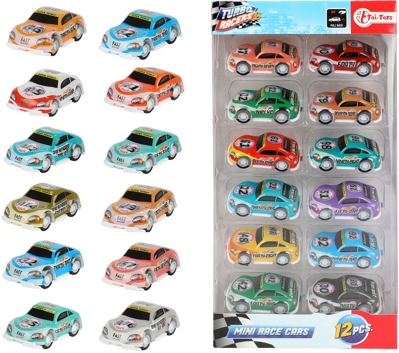 Afbeelding laden in galerijviewer, Toi-toys turbo racers pull back raceauto's, 12st.
