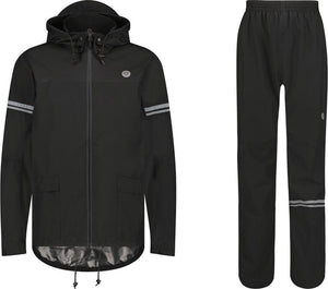 Agu original regenpak uniseks waterdicht - zwart - waterkolom 5.000 mm - jas en broek - inclusief opbergtasje