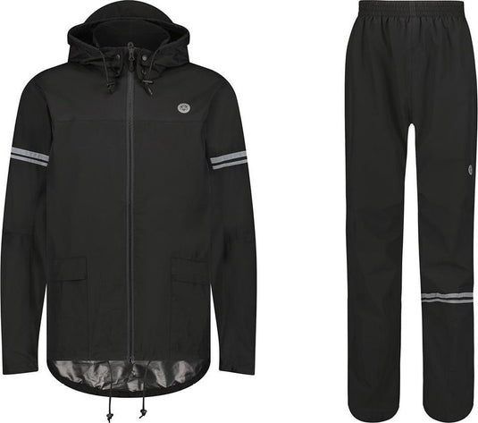 Agu original regenpak uniseks waterdicht - zwart - waterkolom 5.000 mm - jas en broek - inclusief opbergtasje