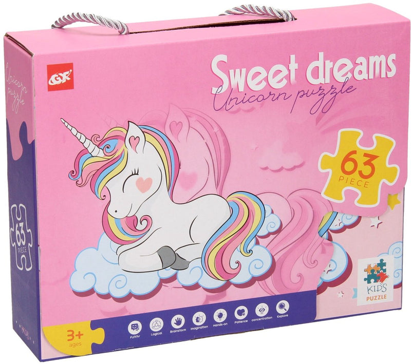 Afbeelding laden in galerijviewer, Lobbes speelgoed bv lobbes legpuzzel unicorn karton 63 stukjes fantasie puzzel kinderen.
