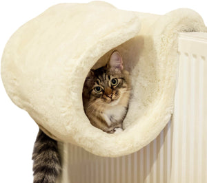 Rosewood luxe kattenhangmat – kattenmand voor verwarming – zachte kunstbont tunnel – warm comfortabel kattenhuis – afneembaar wasbaar – 40×48×27 cm