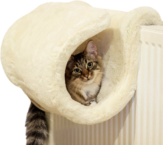 Rosewood luxe kattenhangmat – kattenmand voor verwarming – zachte kunstbont tunnel – warm comfortabel kattenhuis – afneembaar wasbaar – 40×48×27 cm