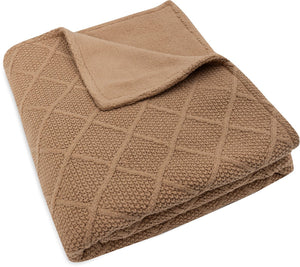 Jollein deken ledikant 100x150cm check knit biscuit teddy fleece