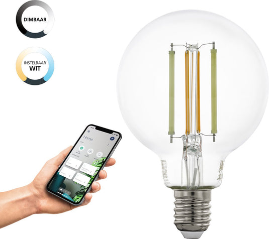 Eglo connect.z smart led lamp - e27 - ø 8 cm - instelbaar wit licht - dimbaar - zigbee