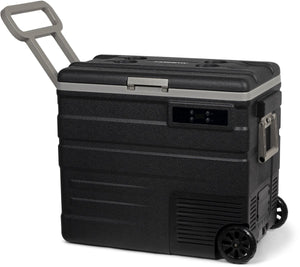 Steamy -e single zone roller elektrische compressor koelbox op wielen - single zone - 65 liter - 12v en 230v - voor auto en camping - frigobox - zwart