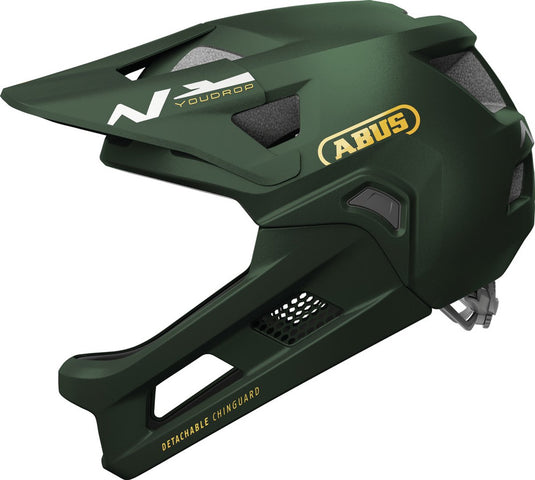 Abus mtb-helm youdrop ff - fullface-helm voor kinderen en jongeren - voor beginners in de mountainbikesport - met afneembare kinbescherming - groen, maat s