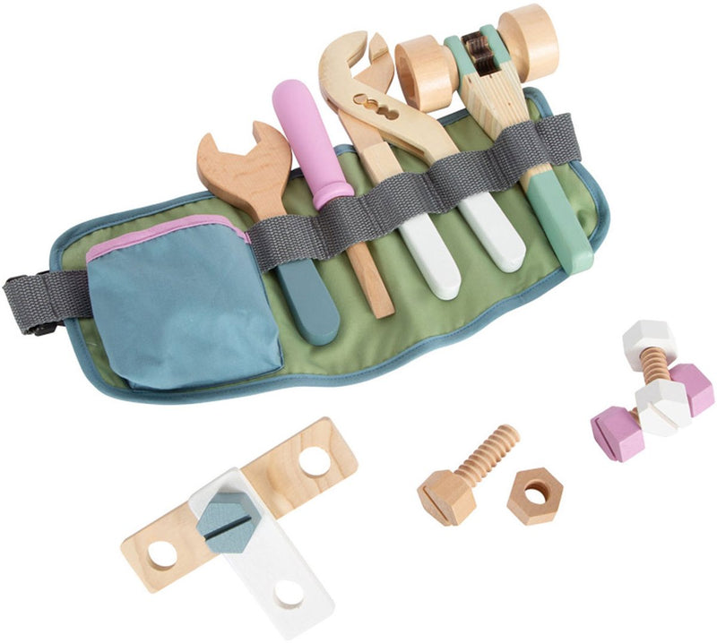 Afbeelding laden in galerijviewer, Small foot - gereedsschapsriem met houten gereedschap, 15dlg.
