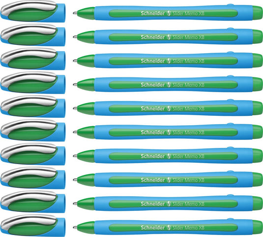 Schneider schrijfwaren schneider balpen - slider memo - xb - 1,4mm - groen - 10 stuks - s-150204-10