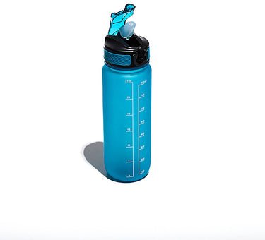 Muitomas sportwaterfles - met maatverdeling - siliconen rietje - vergrendeling op de dop - 750ml - blauw