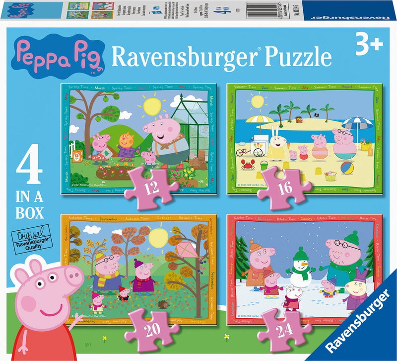 Afbeelding laden in galerijviewer, Ravensburger puzzel peppa pig: 4 seizoenen - 12+16+20+24 stukjes
