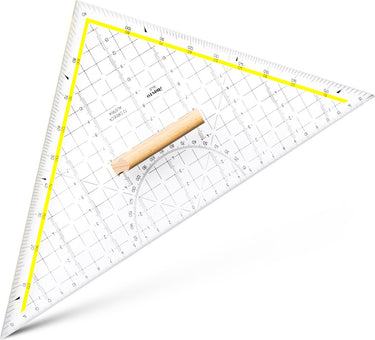 Aristo tekendriehoek - schaalverdeling 30cm - onbuigzaam - transparant - met houten greep - ar-1648