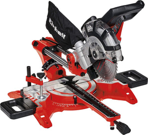 Einhell elektrische radiaal afkort- verstekzaag tc-sm 2131 2 dual - 1800w - ø210 mm - zaagkop kantelbaar naar links en rechts - met laser - incl. 48 tands zaagblad
