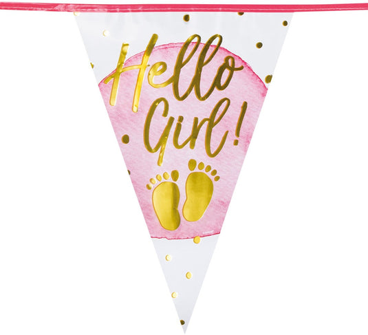 Boland - folievlaggenlijn 'hello girl!' - geen thema - babyshower
