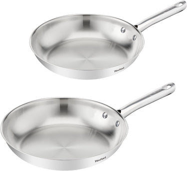 Tefal duetto on b866s234 – set van 2 braadpannen – pannenset 24 28 cm – knapperig bakresultaat – premium roestvrij staal – inductiegeschikt – geklonken handgrepen – koekenpannen