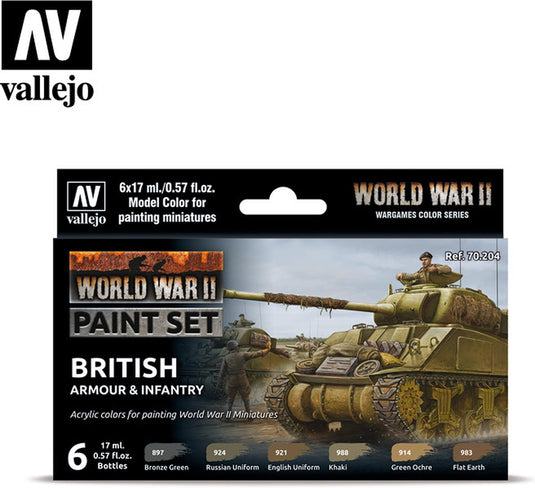 Vallejo val70204 - model color - wwii british armour infantry set 6 x 17 ml
