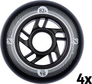 Nijdam inline skate wielen set - 84x24 mm - 4st - black zwart