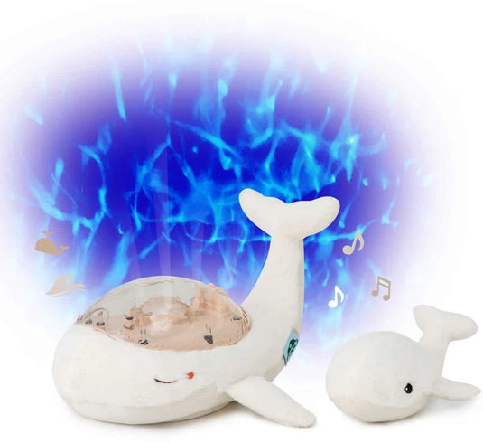 Cloud b tranquil whale white family muzikale babyprojector met batterijen 3x aa en babywalvis