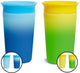 Munchkin miracle anti-lek 360° drinkbeker - 2pk sippy cup - veranderd van kleur - warmtegevoelig - oefenbeker voor baby en kind - 266ml - 2 stuks - blauw geel
