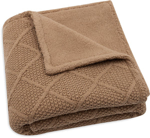 Jollein deken wieg 75x100cm check knit biscuit teddy fleece