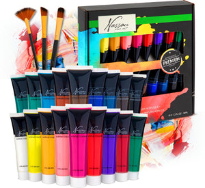 Nassau fine art acrylverf set 18pcs - acrylverf tubes 36ml - schilderen voor volwassenen - hobbyverf