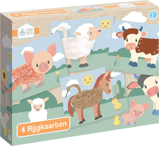 Bambolino studio circus rijgkaarten boerderij - educatief speelgoed - peuter, kleuter - cadeautip kind 2 jaar
