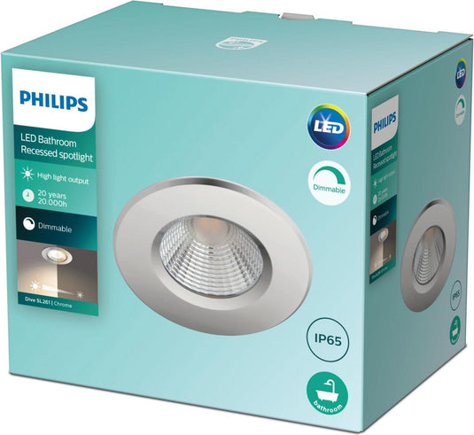 Philips dive badkamerinbouwspot - 1-lichts - chroom