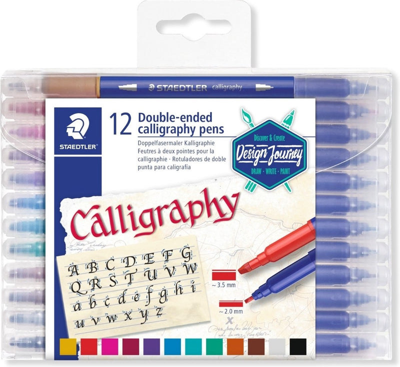 Afbeelding laden in galerijviewer, Quantore kalligrafiepen duo punt - 12 kleuren
