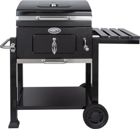 Boretti - carbone 2.0 houtskool barbecue - grilloppervlak 57x42 - met verstelbaar kolenrek - gietijzeren rooster - zwart