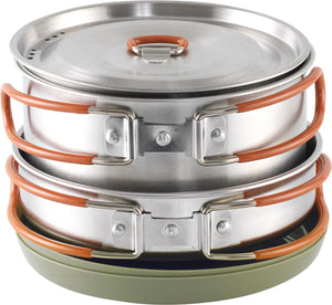 Easy camp moss 2 cook set campingkookset stapelbaar roestvrijstaal silliconen