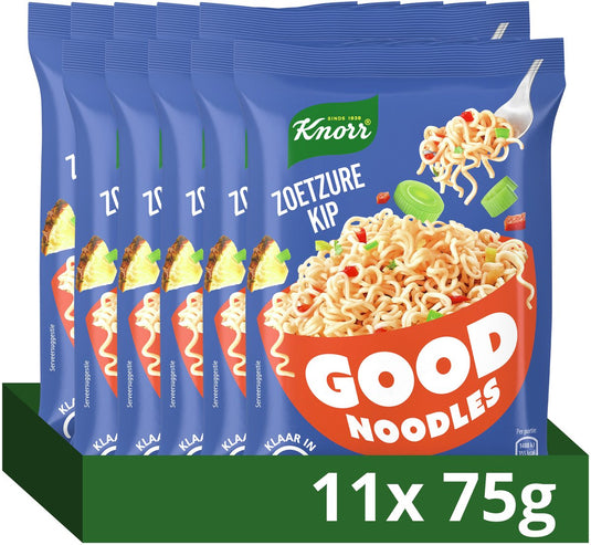 Knorr good noodles - zoetzure kip - zonder kunstmatige kleurstoffen en conserveermiddelen - 11 x 75 g